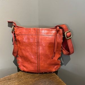 Fossil Leather Bag in Fabulous 70s Terracotta or Burnt Orange Color.